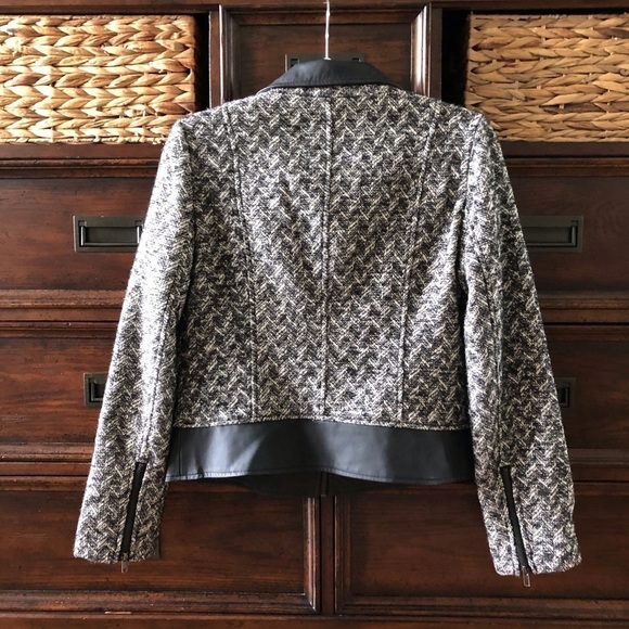 Romeo and Juliet Couture for Gossip Girl wool and faux leather tweed jacket in L - Picture 2 of 8